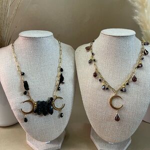 Moon & Crystal Witchy Chic Statement Necklace - Owl and Crow Esoteric Necklace